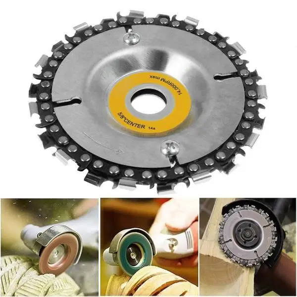 

Grinder Chain Disc Cutting Disc Tooth Fine Chain Saw 4 Inch Angle Carving Culpting Wood Plastics 103*103*30MM Silver