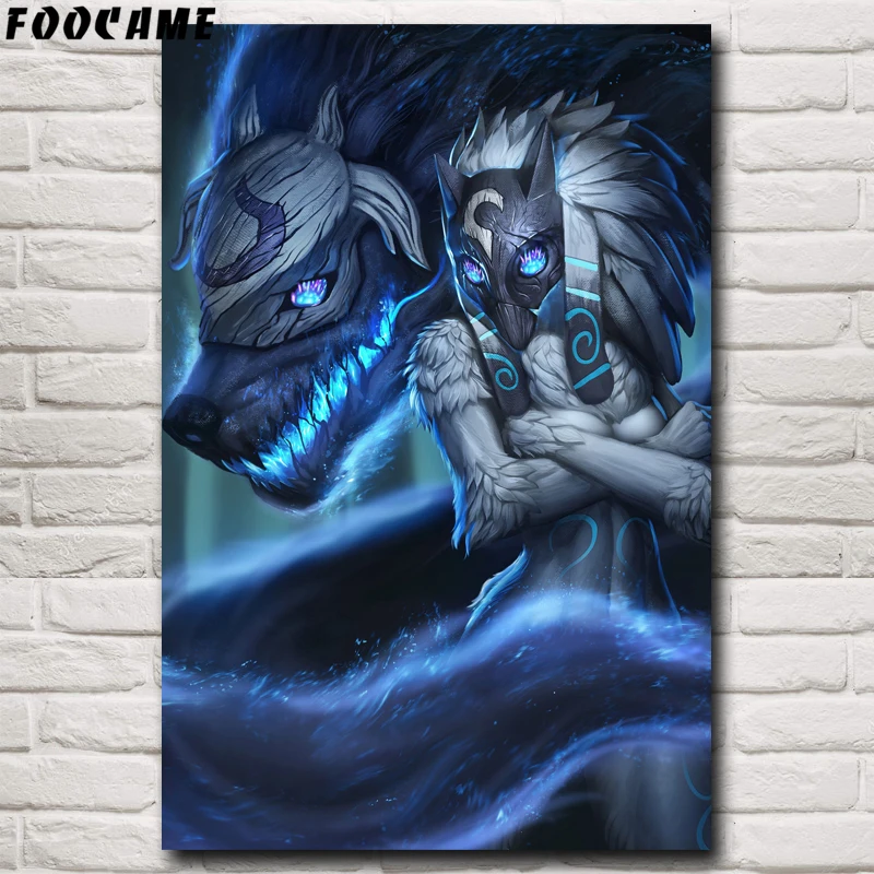 

FOOCAME Kindred League Of Legends LoL Game Posters and Prints Silk Wall Decor Art Prints Home Paintings Decorative Pictures