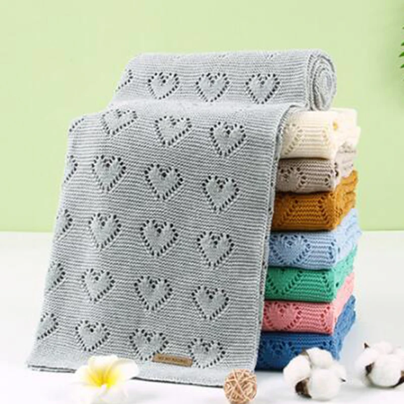 

Baby Blankets Knitted for Newborns Swaddle Wrap Blanket Candy Color Infant Stroller Sofa Bedding Covers Toddler Quilts