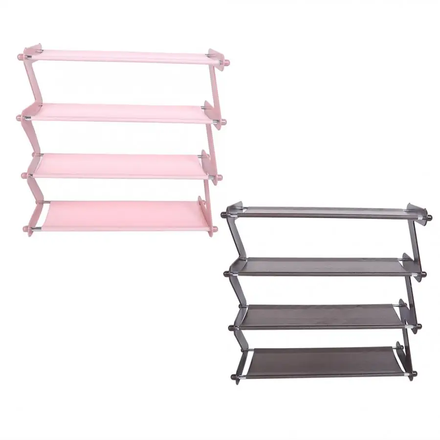 4 Tiers Shoes Rack Assembled Stainless Steel Shoes Storage Cabinet Dustproof Shoes Rack Shelf Stand Shoes Organizer