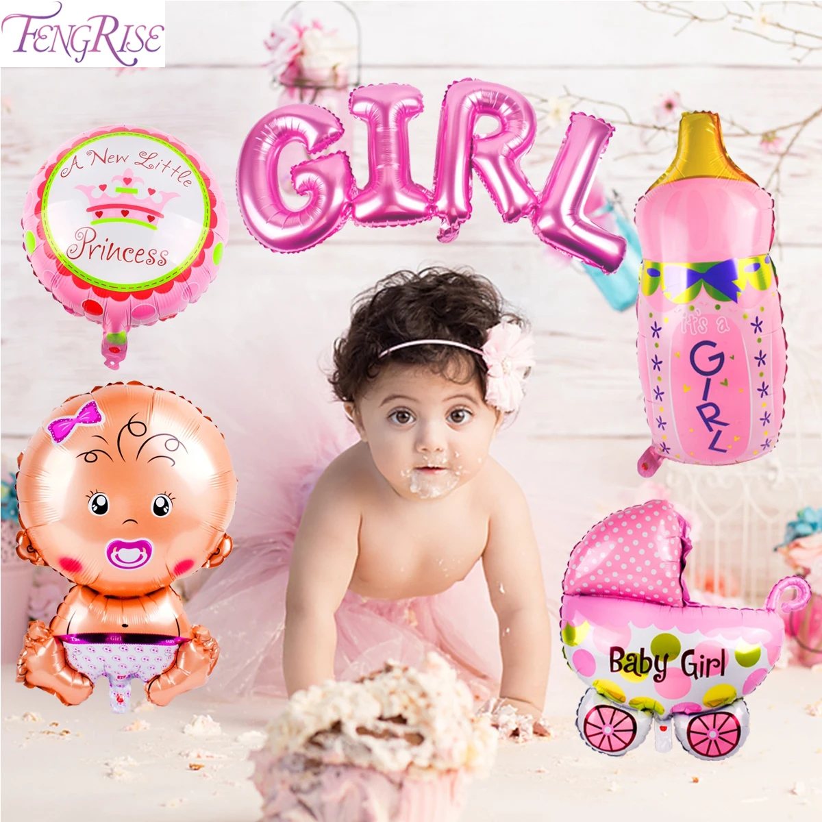 

FENGRISE 5Pcs 1st Birthday Party Balloons Baby Shower Bottle Foil Balloons Boy Girl 1 One Year Old Birthday Party Decorations