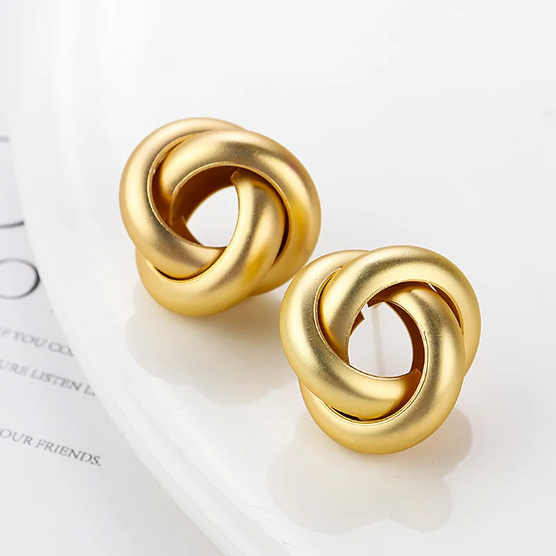 

AENSOA Fashion 2019 Gold Color Twist Small Earrings For Women Geometric Cute Knot Dangle Statement Earrings Drop Earring Jewelry