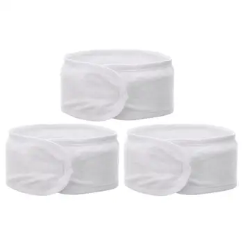 

3pcs Self-Adhesive Spa Make up Headband Terry Cloth Headband Stretch Yoga Sport Headband Shower Headband (White)