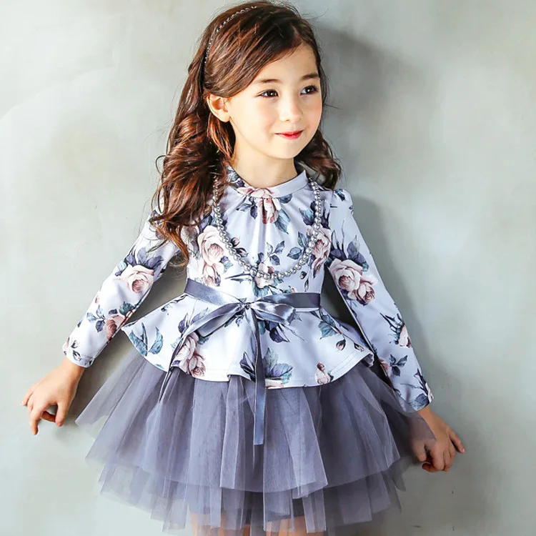

2017 New Children Winter Dress Not Cashmere Thickened Digital Printing Small Princess Dress Girls.