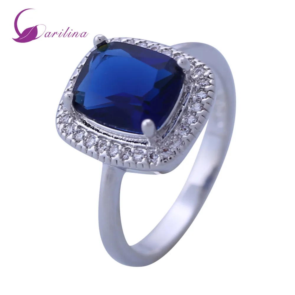 

Fashion Blue Cubic Zirconia rings Women's rings Jewelry Silver Filled Gift Party Wedding ring R2113