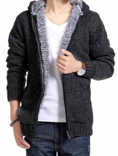 

Men's clothing plus velvet thick sweater outerwear male sweater cardigan trend