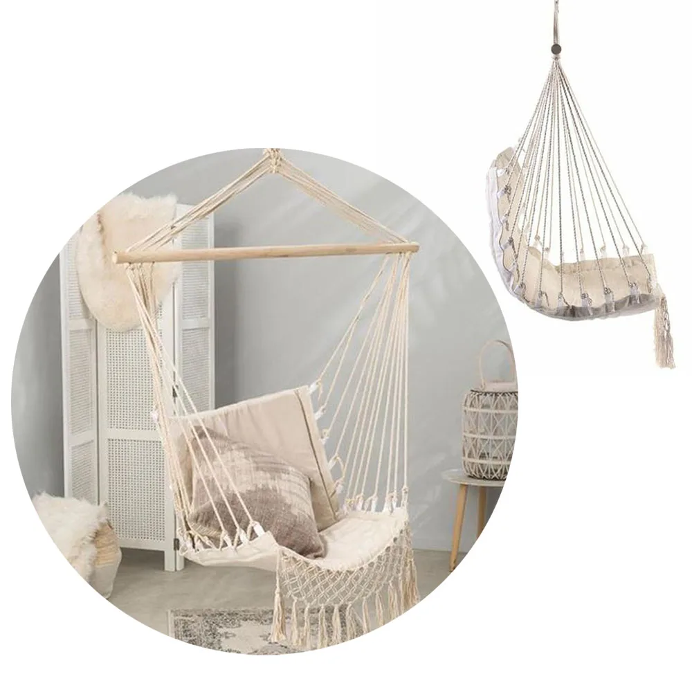 Hamaca silla colgante cuerda columpio para niños adultos muebles de interior al aire libre columpio colgante jardín dormitorio Silla de seguridad individual - 2