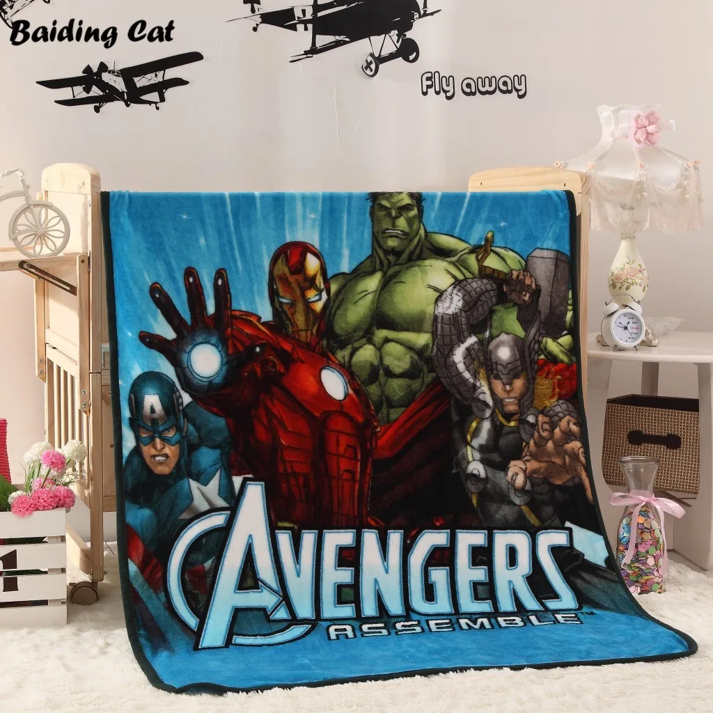 Фланелевое Одеяло с 3D рисунком Лига героев, Мстители, Капитан Америка, Халк, Человек-паук, детская простыня, постельные принадлежности, одеяло, размер 100*140 см