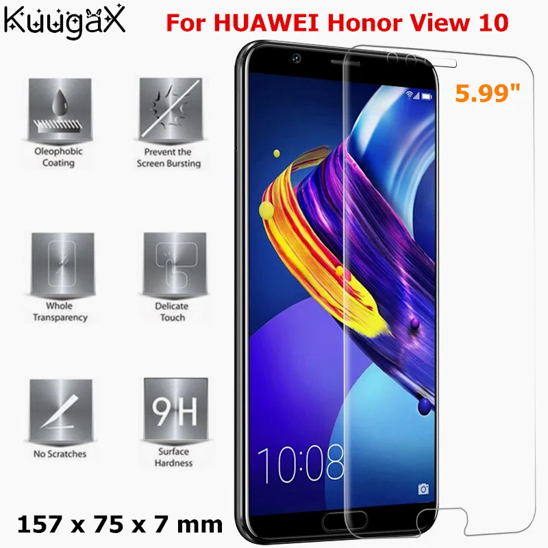 For HUAWEI Honor View 10 v10 Tempered Glass Screen cover protective 5.99 inch smartphone toughened case 9H on Protector clear | Мобильные