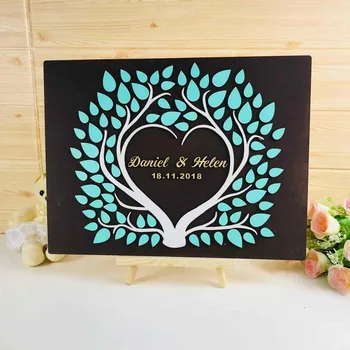 

3D Tree Custom Wedding Guest Book Frame with Name & Date Love Signature Book Rustic Alternative Guest Book Wedding Ideas Decor