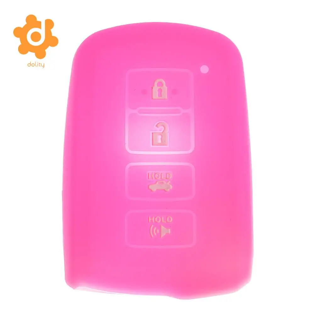 2x Silicone Car Key Shell Fob Case Cover for Toyota Avalon RAV-4 Rose+Clear