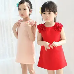 Cleanance Детское платье для девочек цветы плечо платье без рукавов платье принцессы модная детская новая одежда