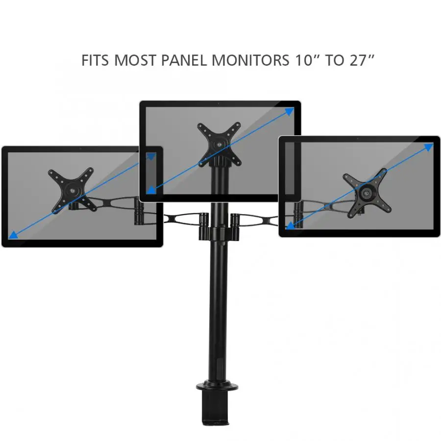 Алюминиевый сплав тройной мониторы настольная подставка крепление вращение на 360 подходит для 3 экранов 1" до 27" Универсальный