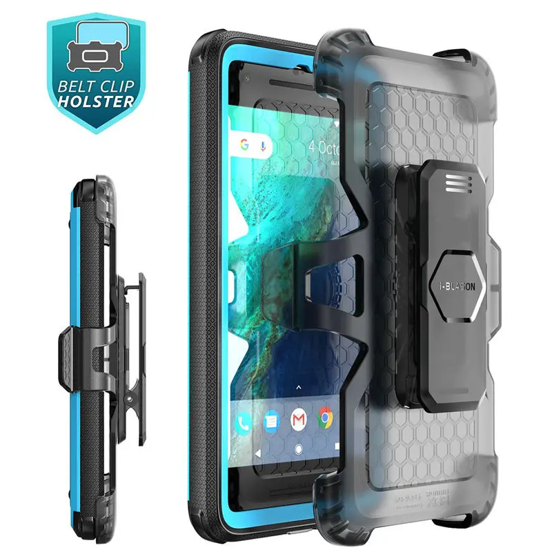  For Google Pixel 2 Case i-Blason Armorbox Full Body Heavy Duty Shock Reduction Kickstand Case With 