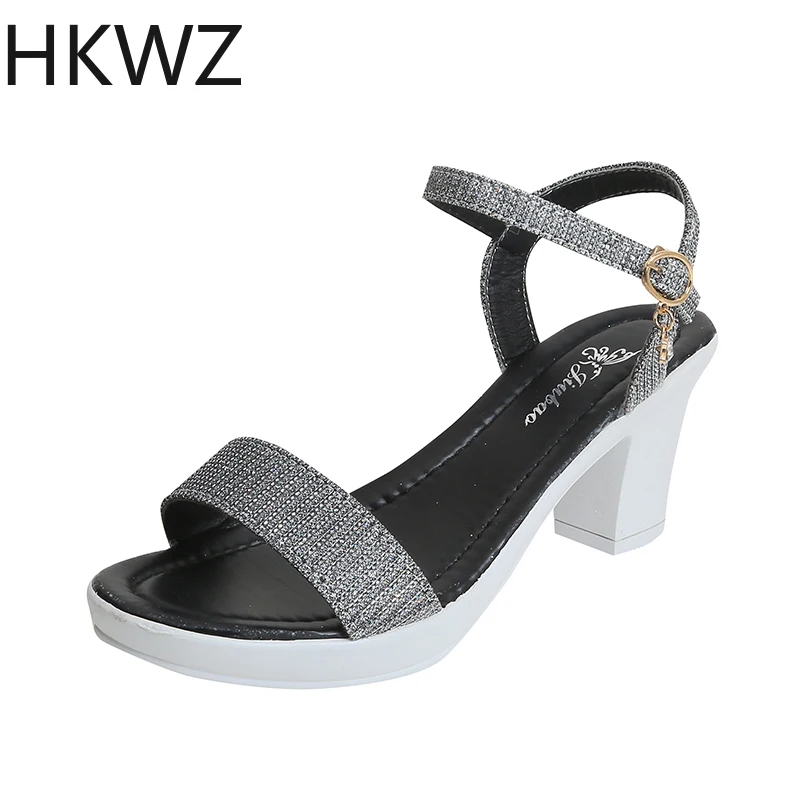 

Women's high heels summer new thick-soled sequins fashion sandals banquet wedding party high-heeled Bling sandals luxury design