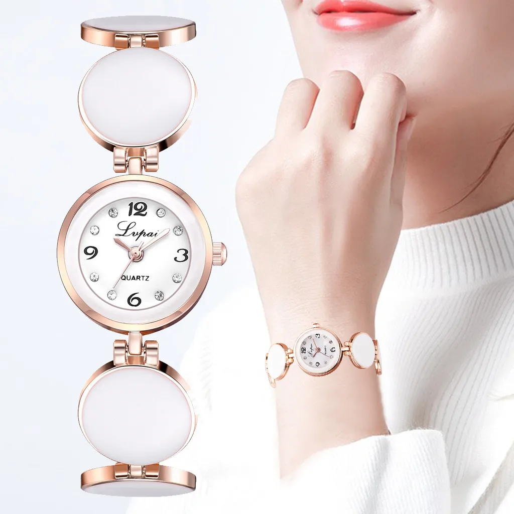 

LVPAI Fashion Women Dress Watches Luxury Crystal Bracelet Quartz Wristwatch Watches For Women Rose Gold Casual Watch Reloj 533