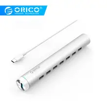 ORICO супер Скорость концентратор Алюминий Круглый 7 Порты USB3.0 5 Гбит/с концентратор разветвитель для телефона периферийных устройств Usb Мощность адаптер MAC серебро