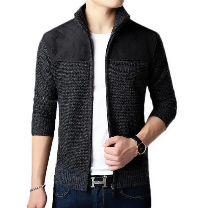 Stand Sleeve Cardigan Sweater Collar Jacket Winter Autumn Contrast Long Men Casual Slim Patchwork Zipper Color Stand Sleeve Cardigan Sweater Collar Jacket Winter Autumn Contrast Long Men Casual Slim Patchwork Zipper Color