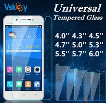 VSKEY 10 pcs Universal Vidro Temperado 4.3 4.5 4.7 5.0 5.3 5.5 5.7 6.0 em Protetor De Tela Para Huawei Xiaomi lenovo OPPO ASUS Sony