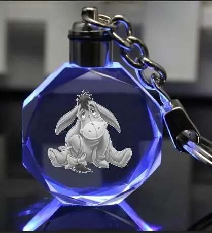 

eeyore donkey Custom Pattern Colorful Crystal Frozener LED Key Chain Lighit Keychain Illuminated Keyring sleutelhanger chaveiros