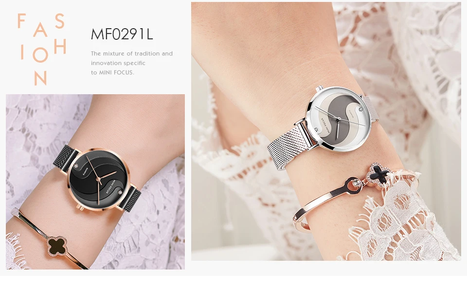 MINIFOCUS Watch Women Fashion Dress Quartz Watch Luxury Brand Ladies Full Steel Mesh Strap Waterproof Watches Female reloj mujer