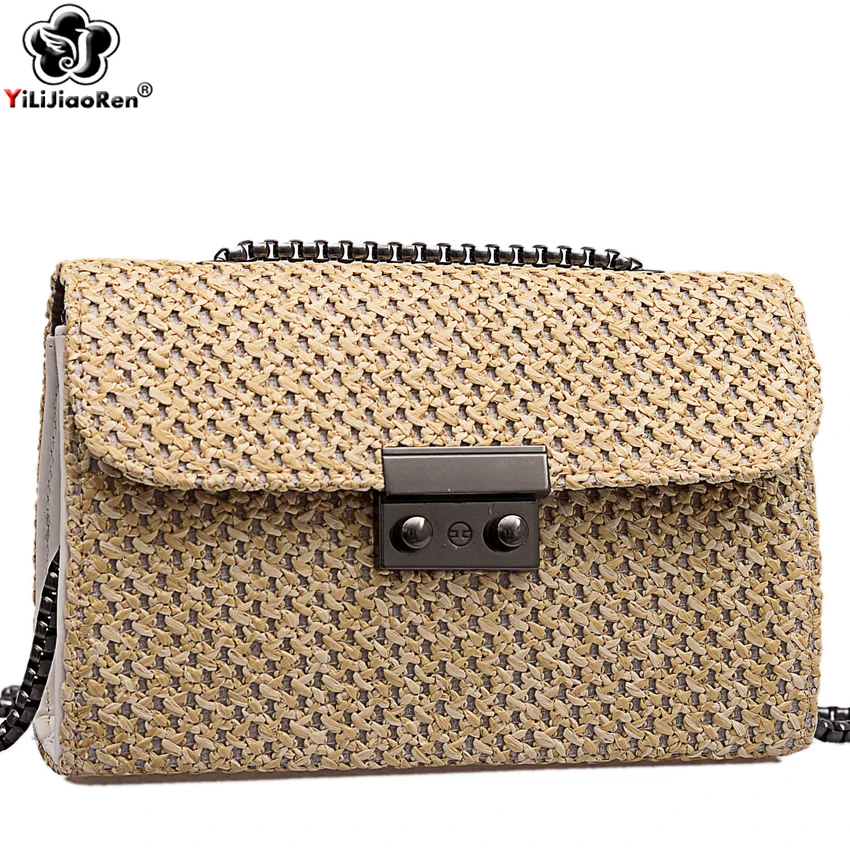 Fashion Straw Beach Bag High Quality Handmade Rattan Woven Bags for Women Brand Leather Ladies Summer Shoulder Borsa Mare | Багаж и сумки