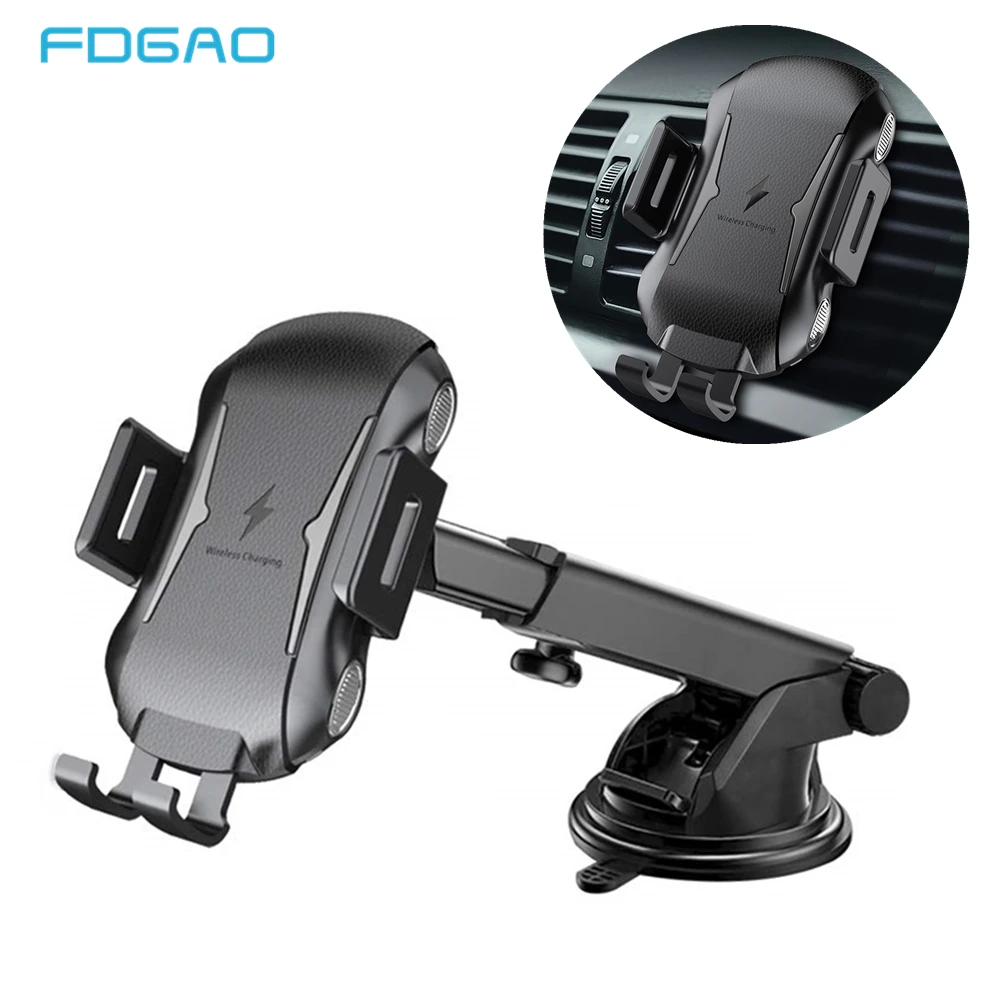 FDGAO سيارة لاسلكية شاحن التلقائي 10 W تشى سريع شاحن سيارة حامل هاتف Dashboard Air تنفيس ل فون XS XR X 8 سامسونج s9 S8