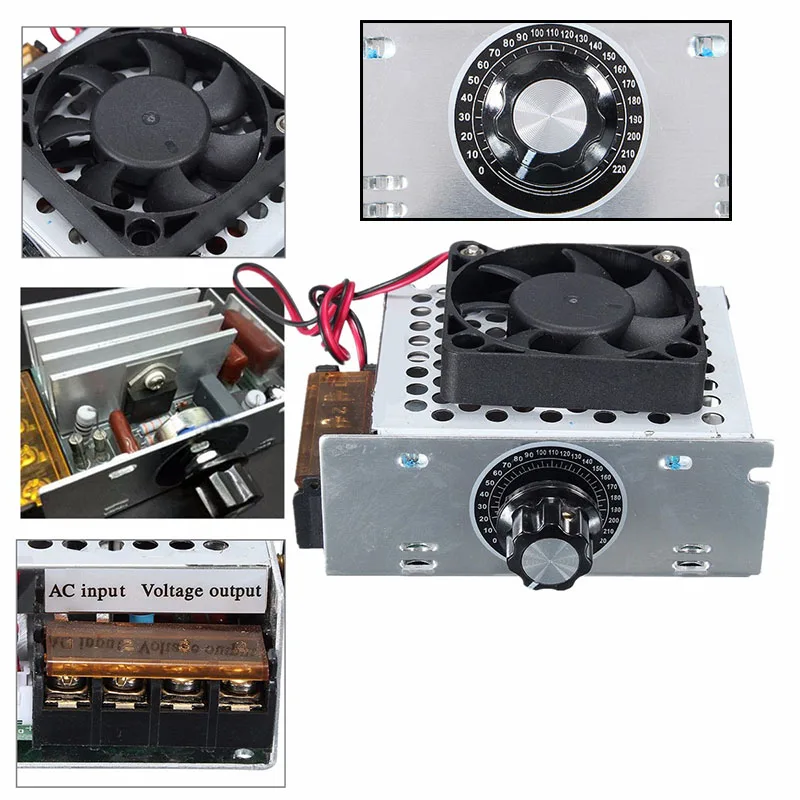 

1pc AC 220v 4000W SCR Voltage Modulator Electric Fan Iron Adjustable Motor Speed Controller For Water Heater Lamps Mayitr
