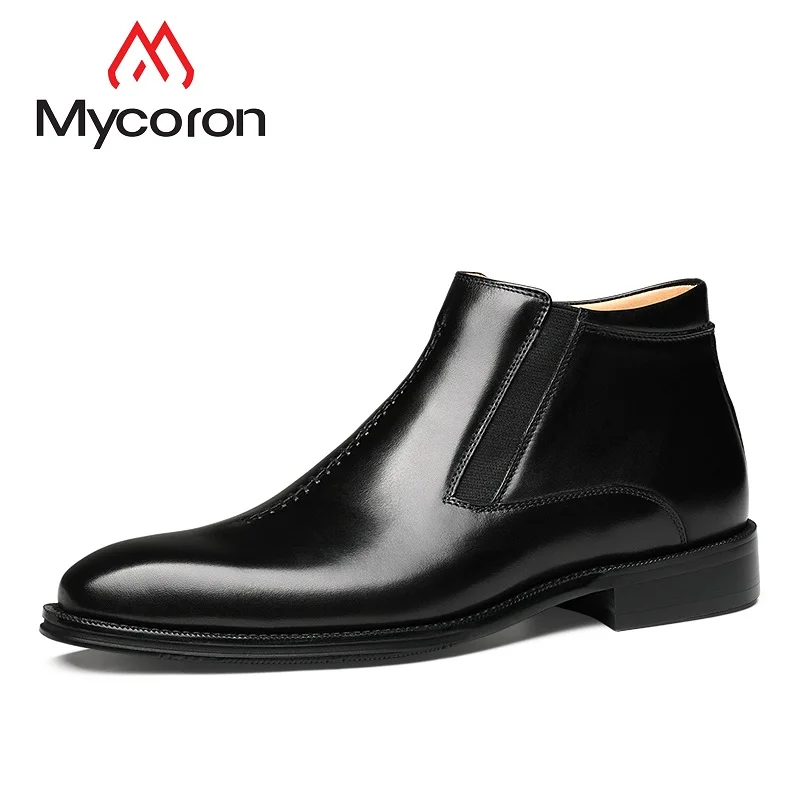 

MYCOLEN 2019 New Minimalist Design Men Shoes Fashion Men Ankle Boots Black Brown Carving Leather Shoes Men Botas Masculino