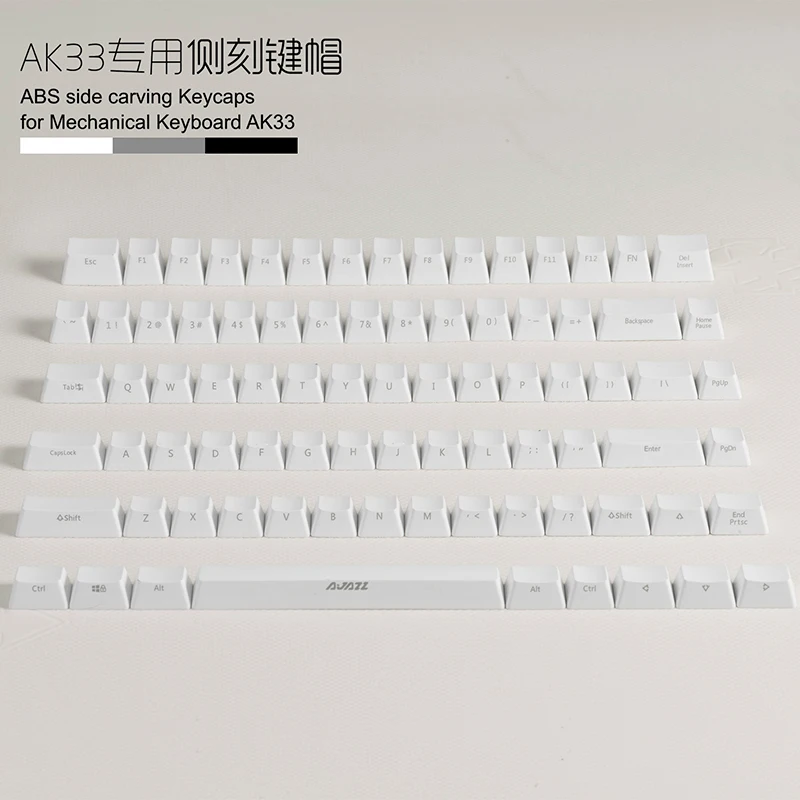 Новое поступление Ajazz AK33 ABS боковая резьба белый/серый/черный Колпачки 82 клавиши для механической игровой клавиатуры переключатели