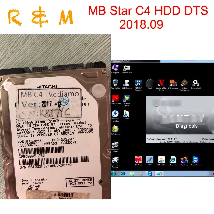 MB Star C4 HDD Xentry/DAS/EPC/Vediamo/DTS-Monaco программное обеспечение последняя версия mb sd connect compact
