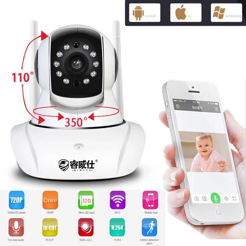 

HD 720P Camera Wifi IR-Cut Night Vision Two Way Audio P2P Video Surveillance Security Camera Wi-Fi Micro