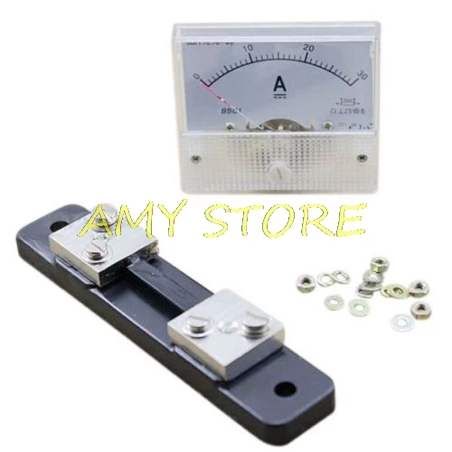 Painel de Corrente + 30a Analógico Amperímetro Medidor 75mv Shunt Resistor dc 0-30a