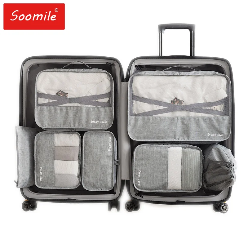 Soomile 2018 7pcs Set Travel Bag Portable Luggage Organiser For Soomile 2018 7pcs Set Travel Bag Portable Luggage Organiser For Clothes Waterproof Suitcase Organizer Container Tidy Pouch