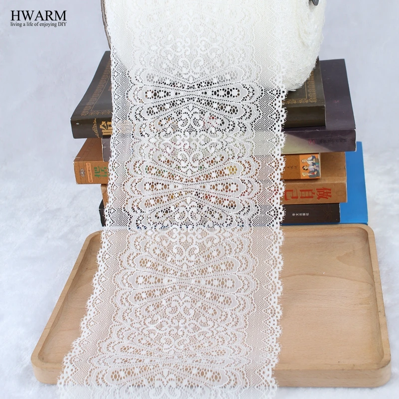 

african lace fabric ribbon wedding decoration trim 1yard Table Runner New underwear accessories 20cm Nylon bilateral wave elasti
