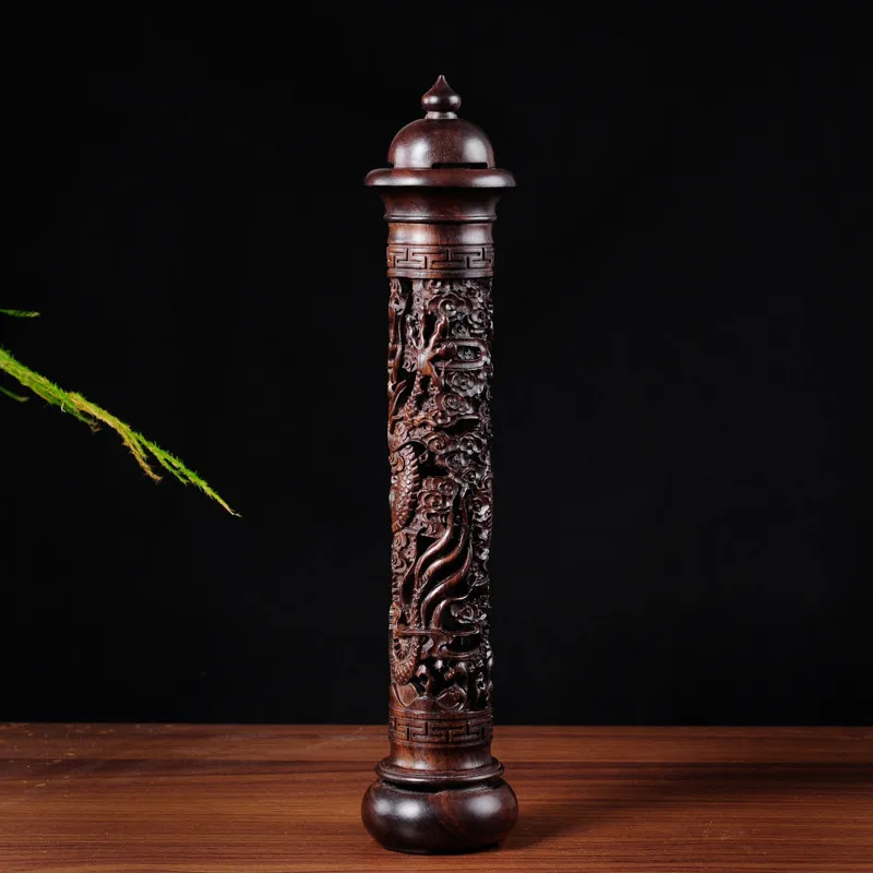 Ebony Wood Dragon Sculpture Stick Incense Burner Wood Pomades Joss