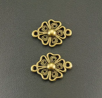 

50 pcs Bronze Filigree Flower Connector Alloy Flower Charm Connectors For Jewelry Finding 21x16mm A510