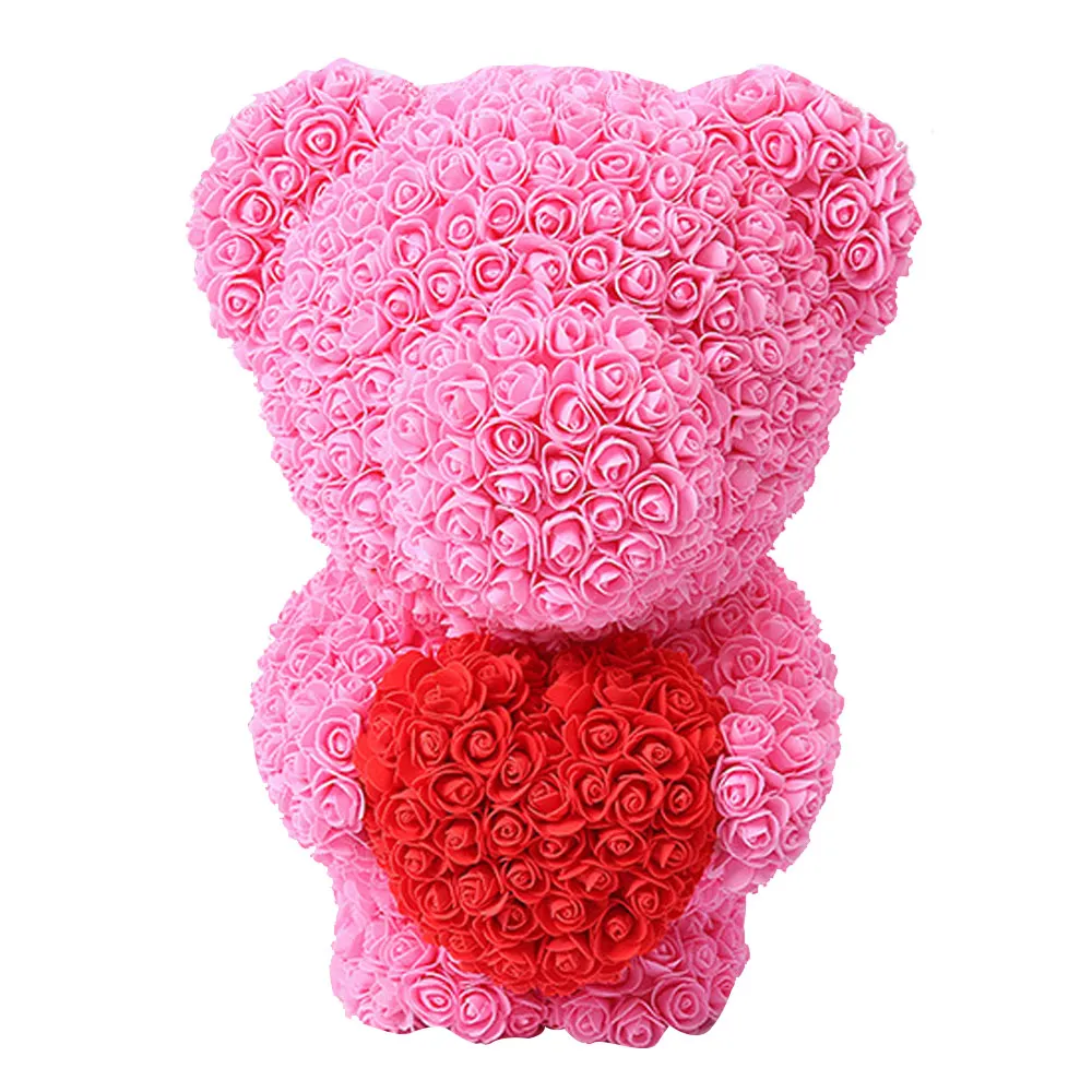 Горячая Распродажа 40 см розовый медведь искусственные цветы для дома свадебный фестиваль DIY украшение для свадьбы подарок коробка венок своими руками подарок на день Святого Валентина