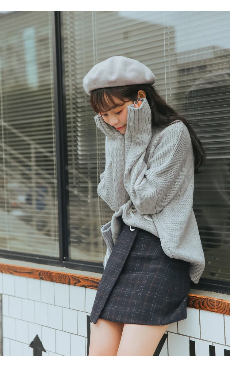 2018 осенне зимняя Дамская обувь Harajuku утолщенной шерстяной плед ретро юбка женский милый Kawaii юбки для женщин