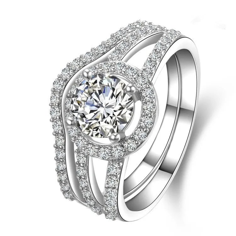 

1 carat simulatant diamant ring engagement wedding ring bands for women sterling silver ring anel anillo anneau (BB)