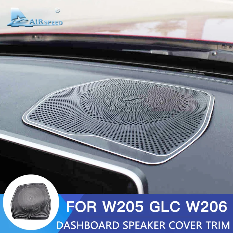 

Airspeed Stainless Steel for Mercedes Benz W205 C180 C200 GLC C260 Accessories Interior Trim Car Dashboard Audio Speaker Cover