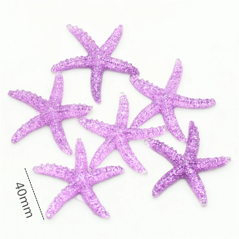 40 мм 10 шт фиолетовая Морская звезда из смолы кабошон | flatback Starfish miniatures | Домашние DIY Miniatures | Смола Flatback Морская звезда Кабошоны