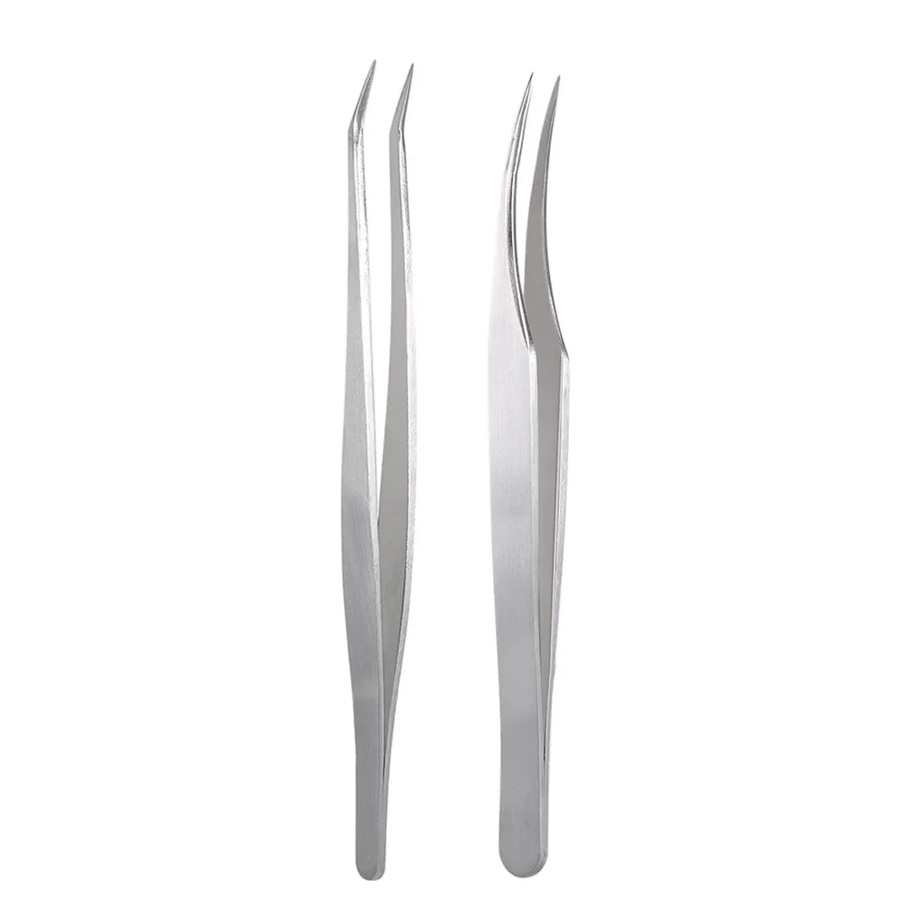 Tweezers Straight Curved Tip Eyelash for Extension Applications With Storage Box | Красота и здоровье
