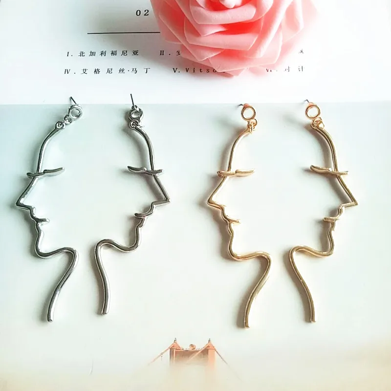 Timlee E193 New Personality Exaggeration Face Earring Alloy Long Drop Earrings,Fashion Accessories wholesale