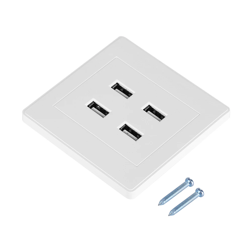 

New Wall Outlet Panel Plug Socket 4 USB Ports DC 5V Home Office Electric Wall Mounted Power Socket Charger Outlet(110~250V)