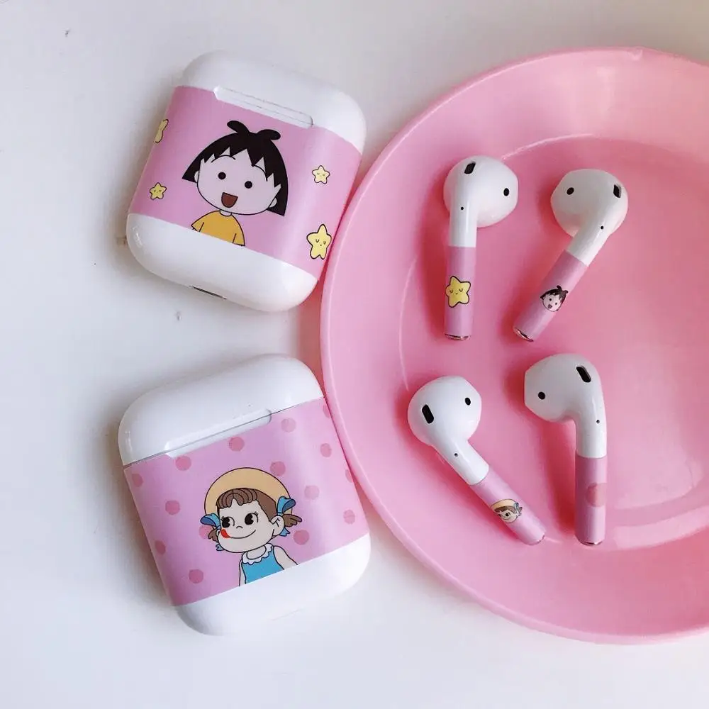 AKBNSTED милые чехлы для наушников наклейка пленка Airpods 1/2 мультяшный защитный чехол