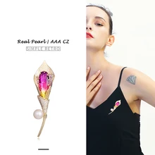 Hongye пресноводный жемчуг AAA CZ цветок броши для женщин Золотая брошь шпильки серебро ювелирные украшения Букет Свадебные аксессуары