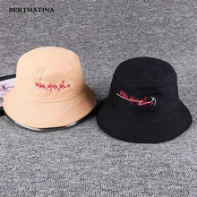 BERTHATINA Новинка; Лидер продаж личности хлопок Письмо ведро шляпа, шляпа рыбака открытый шляпа путешествия солнце Кепки Шапки для Для мужчин и Для женщин
