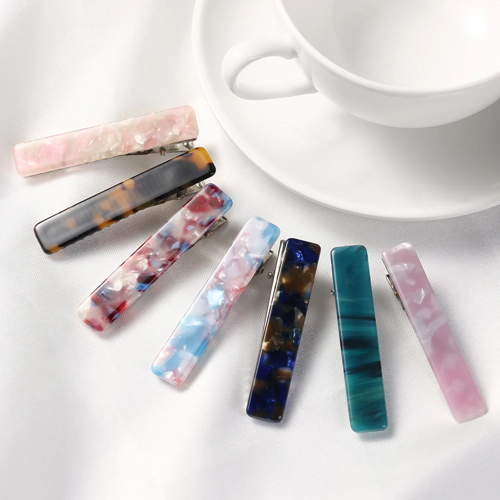 

1PC Fashion Geometric Square Acid Acrylic Long Barrettes For Women Girls Hair Clips Hairpins Hair Pin Hair Styling Accessories
