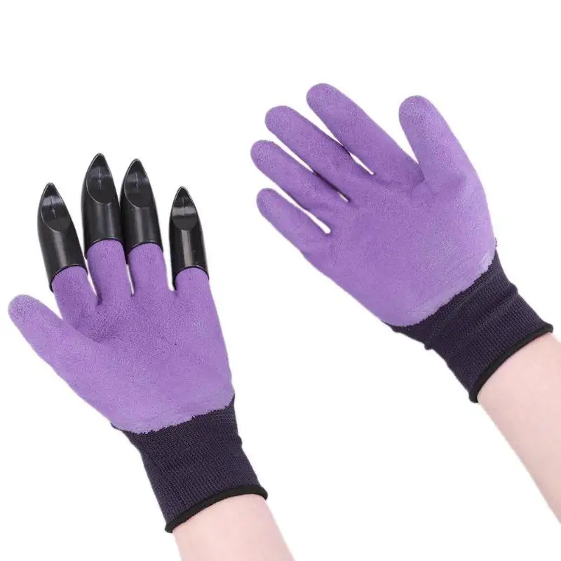 1 Pair Garden Gloves For Digging Planting Garden Working Genie Rubber Gloves With 4 ABS Plastic Claws Garden Tools for Digging